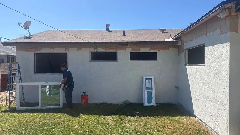 New windows going in during the exterior renovation