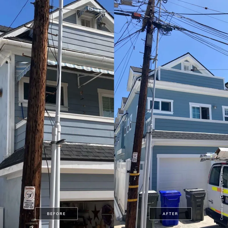 Before and after: street side of a narrow Coronado home