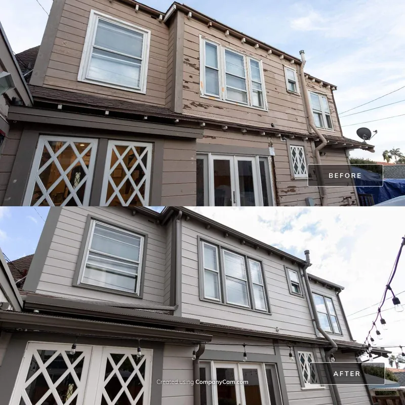 Before and after: historic Point Loma home repainted in gray with white trim
