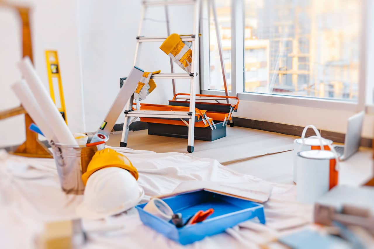 Residential painters in San Diego preparing home interior for repainting before the holidays